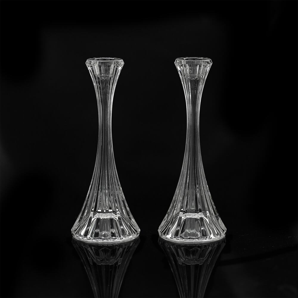 Vintage 90s Mikasa Park Lane Crystal Taper Candlestick Holders -EUC- Pair of 2